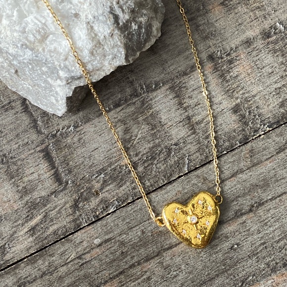 NEW Heart With CZ Stars Layering Necklace - Picture 11 of 14